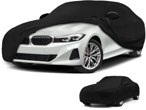 Autoabdeckung Indoor für BMW 3er 2007-2025, Stretch Soft Satin Maßgeschneidert Atmungsaktiv Staubschutz Vollgarage Autoabdeckung für Tiefgarage, Autoausstellung