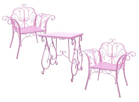 NRNQMTFZ Garten-Sitzgruppe Aus Eisen,Pflegeleichtes Gartenmöbel-Set,Bistro-Set 3-teilig Tisch mit 2 Stühlen klappbar,Balkonset für Hof, Garten, Draussen