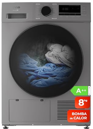 EVVO Sèche-linge pompe à chaleur 8 kg, sélecteur de temps, classe énergétique A++, air froid pour vêtements délicats, Airfresh, capteur d'humidité, anti-rides, départ différé (modèle Nature S8X)