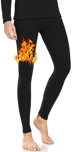 ACHTELEPHS Herren Thermounterhose Lang Thermo Unterhosen Leggings Warme Unterwäsche Männer Thermounterwäsche Skiunterwäsche Schwarz L-XL