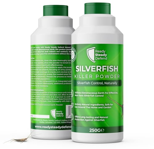 Silverfish Killer Powder 250G - Diatomaceous Earth for Effective Pest Control Products, Eliminate Silverfish with Natural, Non-Toxic Bug Killer, Ideal for Home Use and Silverfish Traps, Easy to Apply
