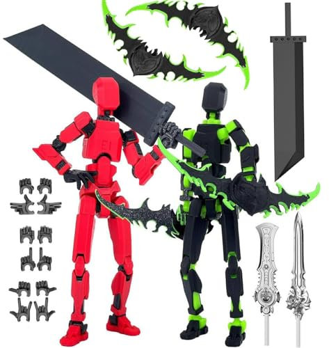 T13 Action Figure, 2Pcs Titan 13 Action Figure 3D Printed Multi-Jointed Movable Dummy 13 for Home (2Pcs A)