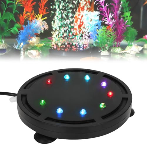 LED Aquarium Luftstein mit Bubble Light - buntes Sprudelstein 12 LED, Sauerstoff-High-Diffusor für Lichtpumpe Luftblase-Stein Deko, 125mm