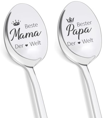 2pcs Cucchiaini da Caffè Acciaio Inossidabile,Regalo Festa dei Genitori Cucchiaini,Regali di Natale Madre,Festa dei Regalo Papà Mamma Personalizzato,Regalo Papa Compleanno
