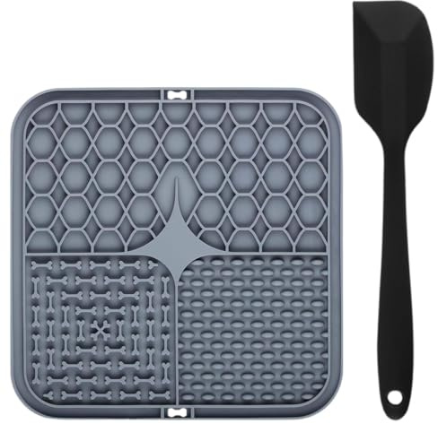 WUSJCOF Tapis de Lèche Chien, Tapis dechage Chat sans BPA avec 1 Spatule en Silicone, Ventouses Extra Fortes le Bain, l'entraînement, Toilettage et l'entretien des Griffes, Slow Feeder