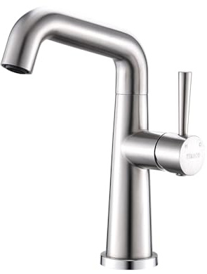 TIMACO Wasserhahn Bad Waschtischarmatur Einhebel-Mischbatterie Badarmatur Waschbecken Badezimmer Kaltes und Heißes Wasser Vorhanden,Gebürsteter Nickel