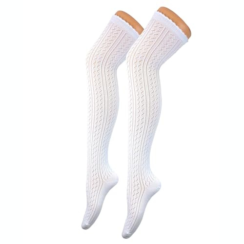 BF souvenirer ädla sexiga damer dräkter overknees stay-lösa kostymstrumpor strumpor hacklook vit – handkedja spets – bröllop oktoberfest traditionell kostym (en storlek), Vit, one size