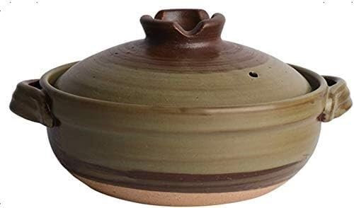 Suixtil Cazuelas de Barro, cazuelas de cerámica, cazuelas de Barro, cazuelas Redondas, ollas soperas Resistentes al Calor, ollas de cocción Lenta for guiso de arroz(B,2.2L)