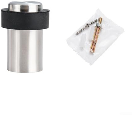 CYRENT Fermaporta da pavimento in acciaio inox, resistente, montaggio a parete, in gomma, con viti (60 mm)