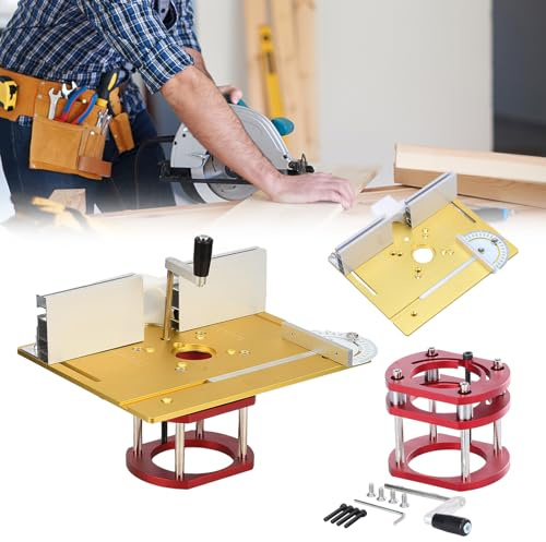 Table de fraisage pour défonceuse, table de fraisage, table d'insertion, table de routeur, levage maximal 51 mm, fraiseuse de table pour rainurer, couper les tenons, tailler et chanfreiner (doré)