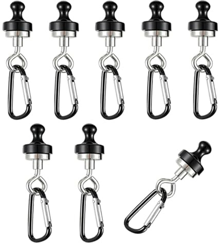 CDDCWZ Ganchos magnéticos para camping, 8 piezas, color negro