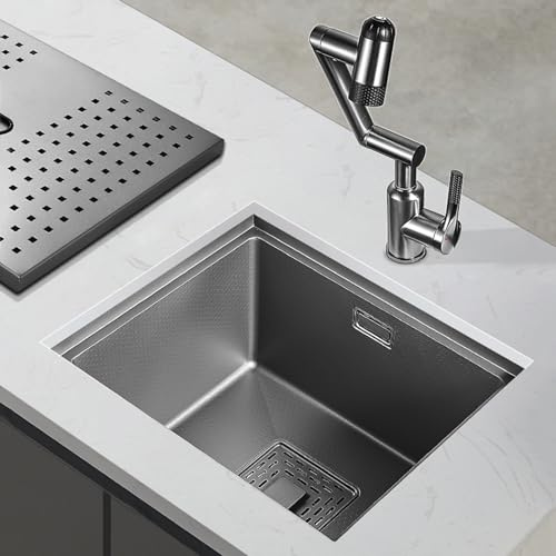 XJTNLB Fregadero Cocina Gris Ffregadero Inox Rectangular 50x40 Fregaderos Modernos con Tapa