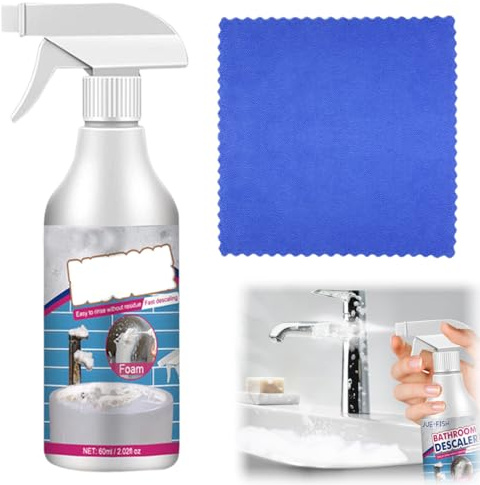 OIXYAZ 1 Stück Bathroom Descaler Schaum,Duschkabinenreiniger,Badreiniger extra stark,Fleckenentferner, Badezimmer Reiniger, Badreiniger Schaum,Putzmittel für Glas Kanalisation Toiletten,60 ml
