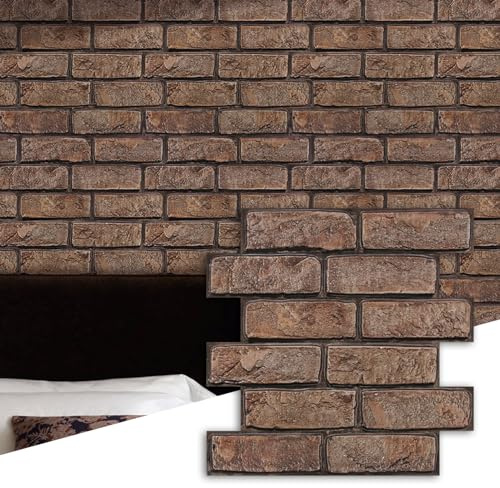 Commomy 3D Faux Brick Wall Panels - 10 pcs 11.8 x 11.8 Small Size Thin PVC Peel and Stick Brick Backsplash Brick Wallpaper Tiles for Kitchen,Living Room,Fireplace,Quick Interior DIY Home Wall Decor