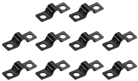 sourcing map 1/4 Inch U-Shaped Pipe Clamp, 50Pcs U Tube Strap Tension Clips Carbon Steel Double Hole Strap Clamp for Pipe Tube Cable Fixing (6mm, Black)