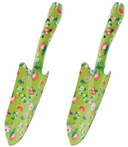 MOTHNUR 2 Palas de Hierro para Jardín Diseño Estampado Herramienta Multiusos para Macetas y Trasplante Tamaño Compacto para Cultivo de Flores y Huerto