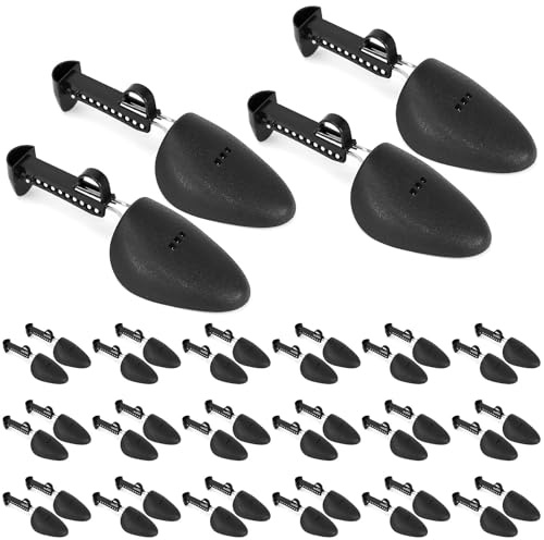 TESIN 20 Paar Kunststoff-Schuhspanner, Verstellbare Schuhspanner für Herren und Frauen, Tragbare Schuhformer für Erwachsene, Leder-Sneaker, Stiefel, Turnschuhe, Absatzschuhe, Beans, Schwarz