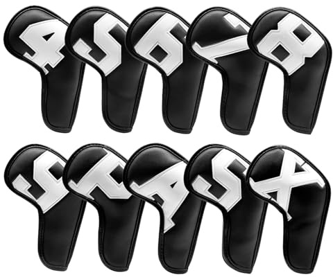 Copertine per mazze da golf – 10 pezzi cunei di ferro 4 – 9 set, elegante design ASPX, struttura impermeabile e durevole, leggero equipaggiamento slip-on | Protezione vivace e colorata, ideale per gli