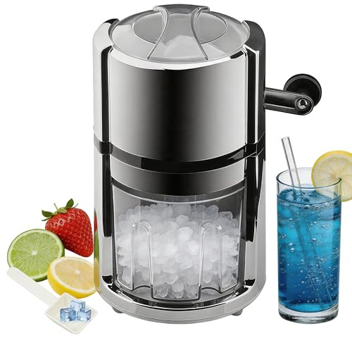 Edelstahl Manuell Ice Crusher, Crushed Ice Maker, Handheld Eiscrusher, Eiscrusher zum Kühlen und Frischhalten, mit Edelstahlklinge Eiszerkleinerer, Stromloser Betrieb