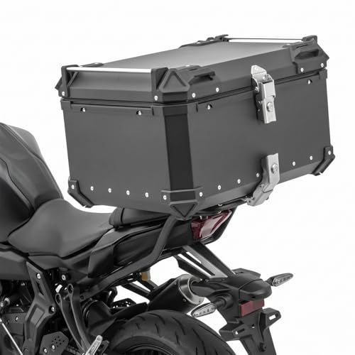 Ocorex Top Case Moto 65L in Lega di Alluminio - Bauletto Posteriore Universale Impermeabile per Moto e Scooter - Valigia di Grande Capacità per lo Stoccaggio (2 Caschi) con Rivestimento Interno