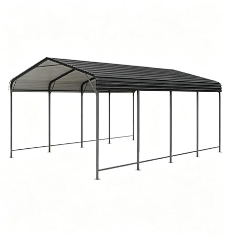 Copriauto metallico resistente 12x20FT, Pergola giardino gazebo, tetto verticale acciaio zincato, riparo esterno per auto SUV camion camper barca moto