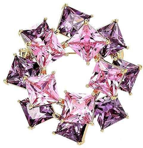SSyang Cube Double Couche Broche Perle Artificielle, Broche Vintage pour Femmes Broche de Fixation de Vêtements, pour la Fixation de Pull, Châles et Robes, Cadeaux pour Les Filles, 3.8cm(Violet)