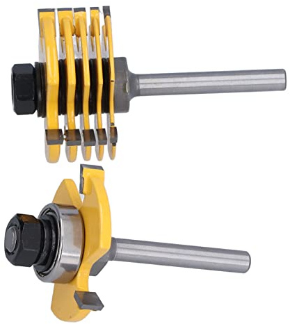 Yechiry Juego de Brocas para Fresadora de Ranura, 2 Piezas, 6 Anchos de Corte Ajustables para Carpintería CNC y Fresadoras, Vástago de 1/4 de Pulgada, Acero Al Carbono Duradero