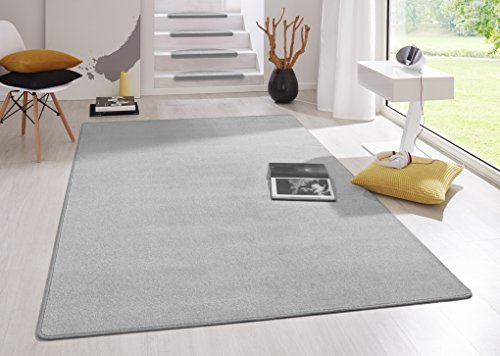 Hanse Home Tappeto Fancy – Tappeto da Soggiorno in Tinta Unita Moderno in Velluto, per Sala da Pranzo, Soggiorno, cameretta dei Bambini, corridoio, Camera da Letto, Cucina, Grigio, 100 x 150 cm