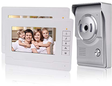 KDL Videocitofono interno casa Smart Home Video Citofono 7inch Video citofono campanello Telefono, Impermeabile Telecamera esterna con monitor da 7 pollici per Villa (2 Monitor)