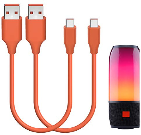 Geekria Cable Cargador Corto para Altavoces USB Compatible con JBL Tune 700BT,450BT,Live 500BT,T110BT,Cargador Gratuito,Cable de Carga de alimentación de Repuesto USB a Micro-USB(1pie/30cm,2unidades)