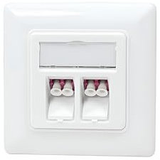 DINIC LWL Anschlussdose mit 2 LC-Duplex Adaptern, weiß