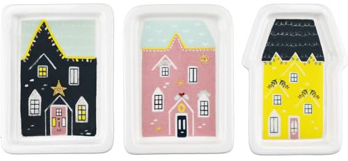 KitchenCraft Nussknacker Sammlung keramische dekorative Teller Set, 3 Stück, Geschenk-Box, gemischt