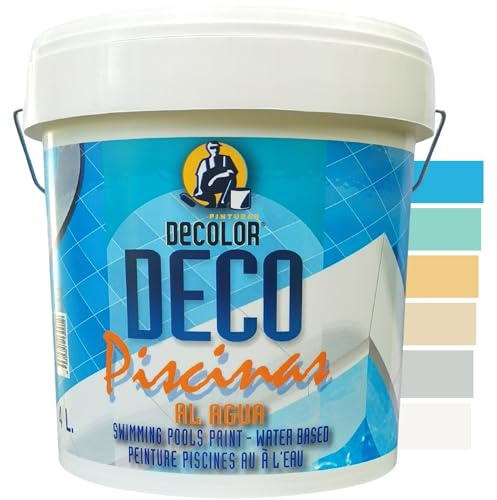 PINTURAS DECOLOR Peinture Piscine, bassin béton - Imperméable - Excellente résistance aux UV, à l'eau chlorée - 4L Beige clair