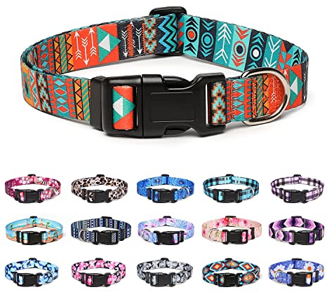 Suredoo Hundehalsband Verstellbares, Weich & Komfort Nylon Hunde Halsband für Kleine Mittlere Große Hunde Welpen Katzen (S, Tribal)