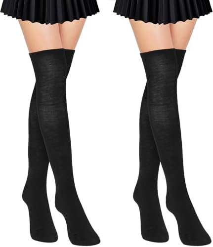 Sibba Calzini Alti Sopra Il Ginocchio Per Donne E Ragazze Extra Lunghi In Cotone Calze Sopra Il Ginocchio Scaldamuscoli Calzini Scolastici Per Sport Uso Quotidiano Cosplay Feste Natale