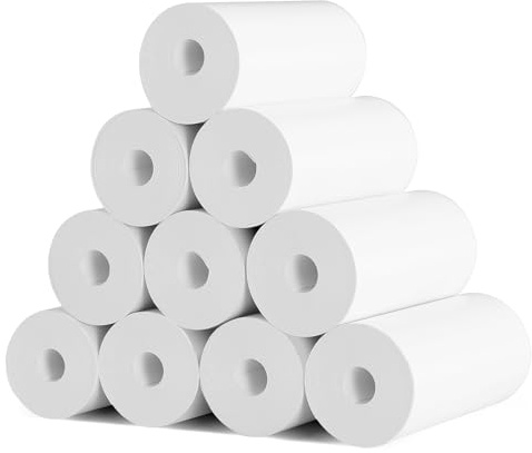 CRESZZLE Thermopapier für Kinder Sofortbildkameras 10 Rollen, Thermopapier Kinderkamera,Thermodrucker papier weiß, Null Tinten Druckpapier - Einfach auszutauschen