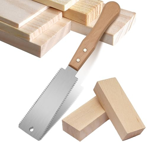 WBJKZJD 6 Inch Japanese Pull Saw, Double-sided Fine Teeth Wood Saw for Hardwood & Softwood Woodworking Trim (15/17TPI)