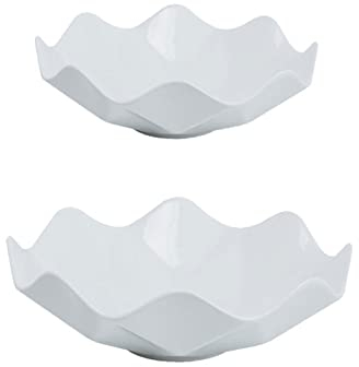 Frutero moderno para el hogar, de cerámica blanca, frutero, decoración geométrica creativa, plato de fruta grande, sala de estar, restaurante, escritorio, frutero, frutero para mostrador de cocin
