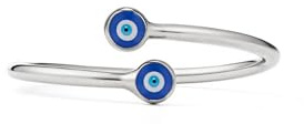 PERIMADE Anello a fascia aperta Nazar Bypass placcato oro in argento Sterling 925, doppio occhio blu turco, per donne, buona fortuna, amicizia, regalo di compleanno, mamma, figlia, migliore amica,