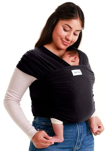 Sleepy Wrap Baby Carrier Newborn to Toddler (7-35 lbs/3-15 kg) - Hands-Free & Hip-Healthy Baby Wrap Carrier, Machine-Washable & Breathable (Black)