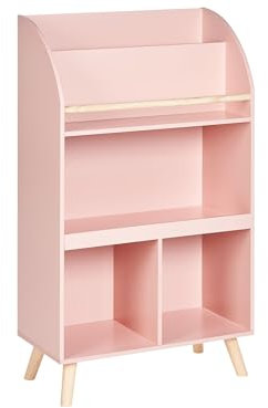 Beliani Scaffale a 3 ripiani per la cameratta in legno di pino MDF gambe in legno rosa pastello