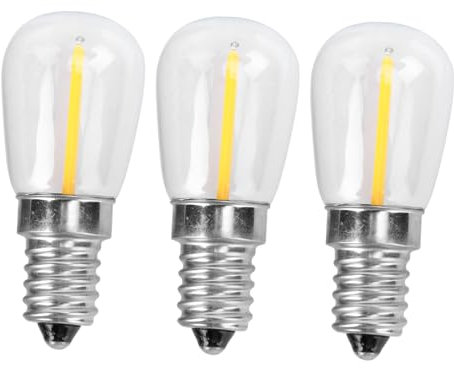UKCOCO 3er Set E14 LED Lampen 220V Kühlschranklampen Mit Glasabdeckung 2700K Warmweiß Ideal Für Maschinen Und Haushaltsgeräte