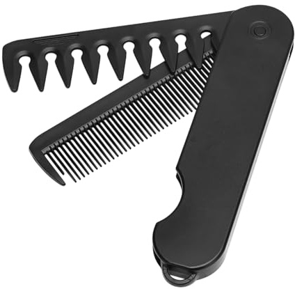 Spazzola per capelli da viaggio, pettini da uomo, spazzola pieghevole per capelli, pettine tascabile 2 in 1, pettine portatile a denti fini e pettine a denti larghi per toelettatura, districatura e