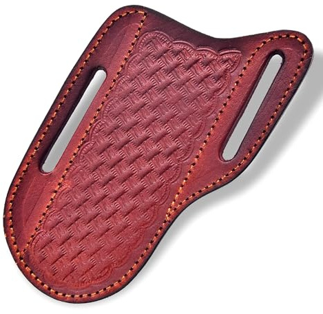 GLADIATOR KNIVES Professional Knife Edge Guards - Pancake Geniune Leather Sheath - Universal Blade Leather Covers - Extra Strength, Gift for Him (Brown)