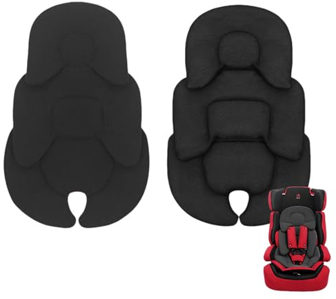 Universelle Babyschale Sitzauflage & Kopfstütze - Wendbare Matte Sitzverkleinerer für Babyschale, Kinderwagen, Hochstuhl, Autositz - Atmungsaktive Sitzverkleinerer Einlage für Neugeborene (Schwarz)