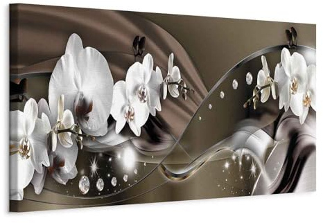 murando - Leinwandbild Blumen Perlen Ornament, 150x50 cm, 1-teilig, modern | Hochwertige Leinwand, sofort aufhängbar, ideal fürs Wohn- oder Schlafzimmer, wasserfest und lichtecht, langlebig, stilvoll
