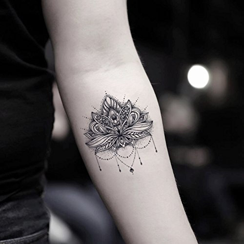 Lotus Mandala Temporary Fake Tattoo Sticker (Set of 2)
