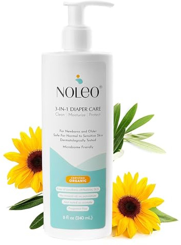 3-in-1 Diaper Care - Baby Cream, Cleanser & Baby Lotion Organic - Diaper Rash Cream - Baby Diaper Rash Ointment - Baby Care Products - Diaper Cream to Clean, Moisturize & Protect Baby Skin, 8 oz