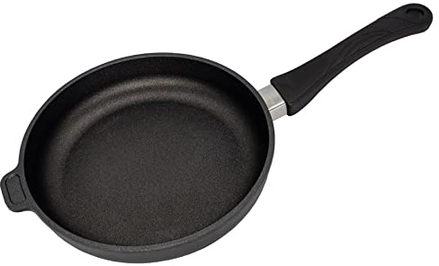Eurolux Guss-Pfanne Induktion Ø 24 cm - flacher 5.0 cm Rand - kleine runde Alugusspfanne mit Antihaft-Beschichtung - Made in Germany