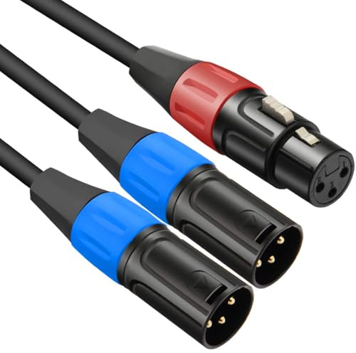 JOMLEY XLR-Splitterkabel, symmetrisches 1-XLR-Buchse-auf-2-Stecker-Y-Splitter-Mikrofonkabel Weiblich auf Dual Männlich - 0,5 Meter
